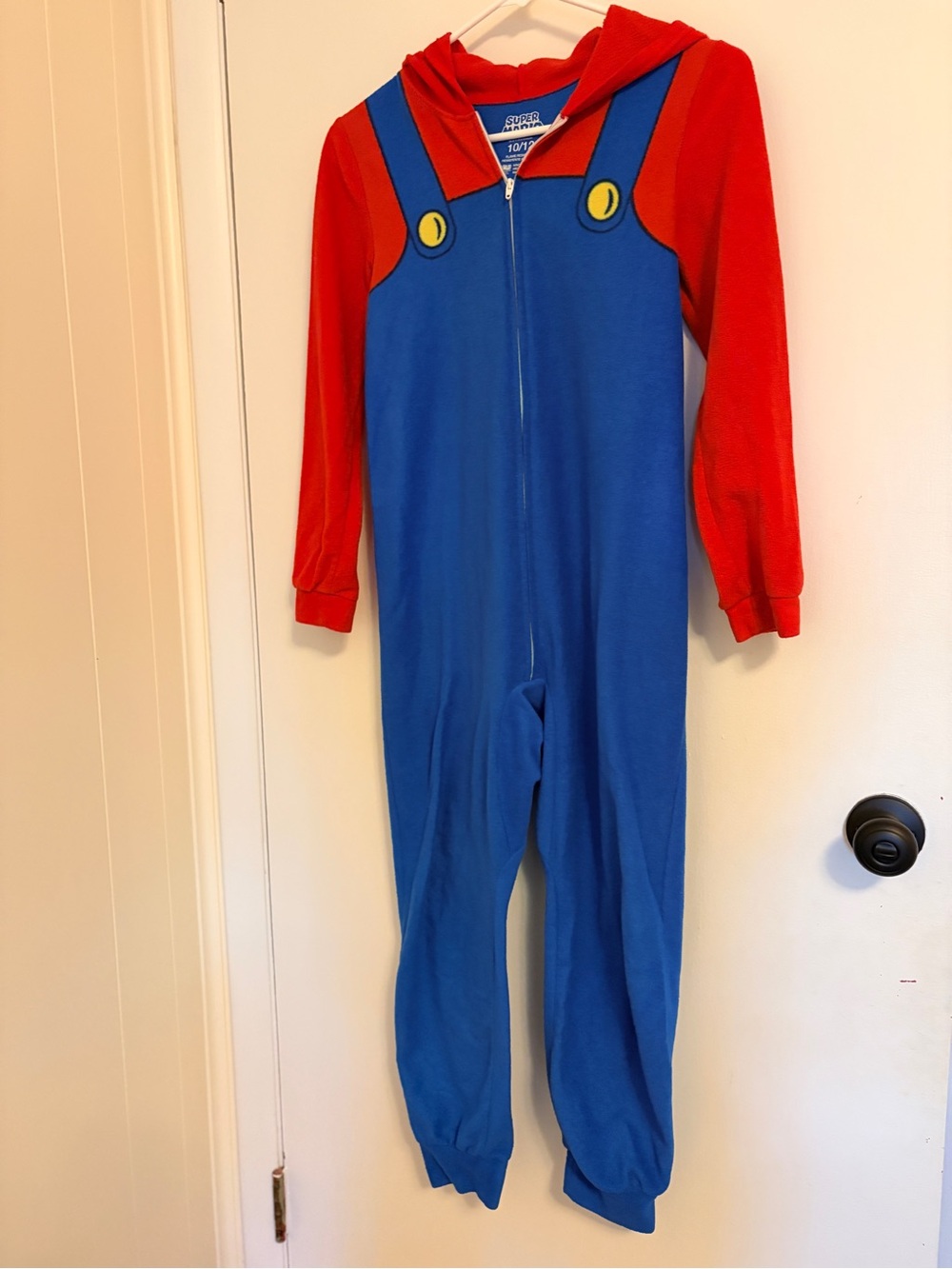 Super Mario Kids 10-12 One-Piece Fleece Pajamas Boys Youth